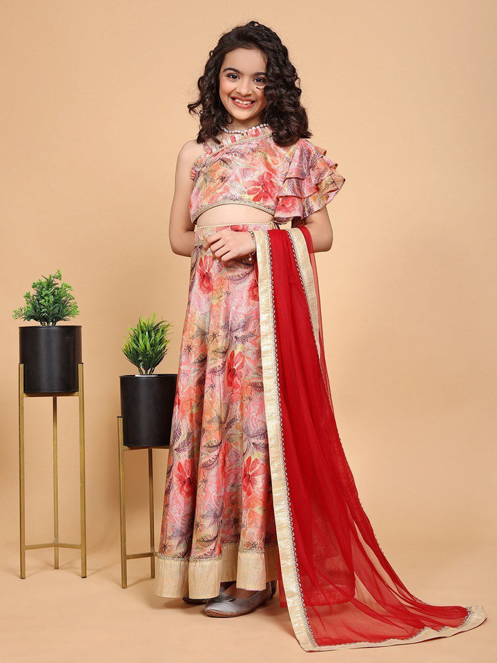 Peach floral ghaghra for girls - gracy